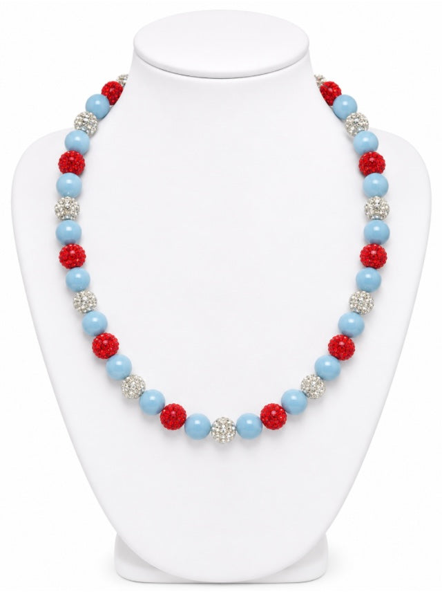 Beaded Rhinestone Necklace – Colorful Stretch Cord, 18"