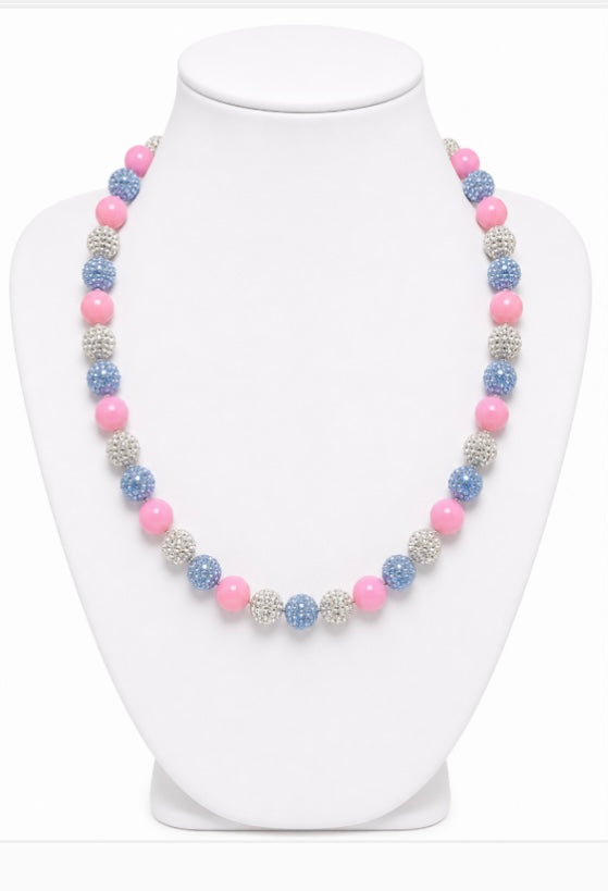 Beaded Rhinestone Necklace – Colorful Stretch Cord, 18"