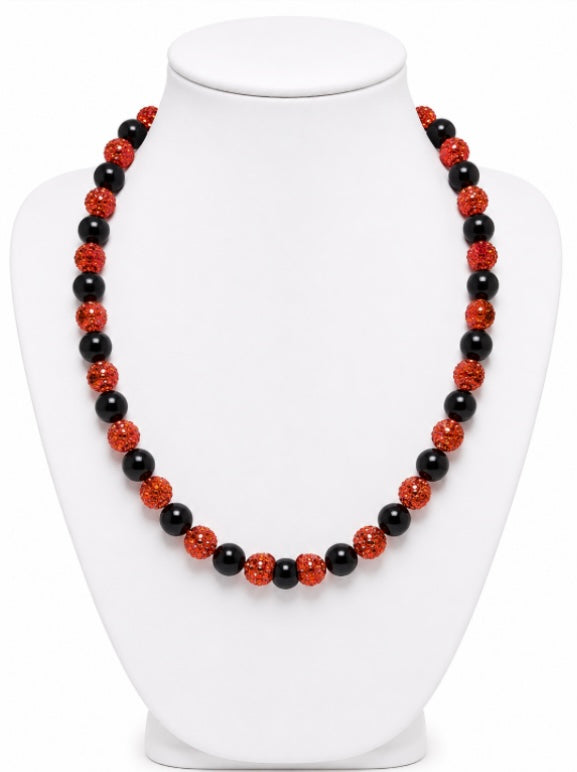 Beaded Rhinestone Necklace – Colorful Stretch Cord, 18"