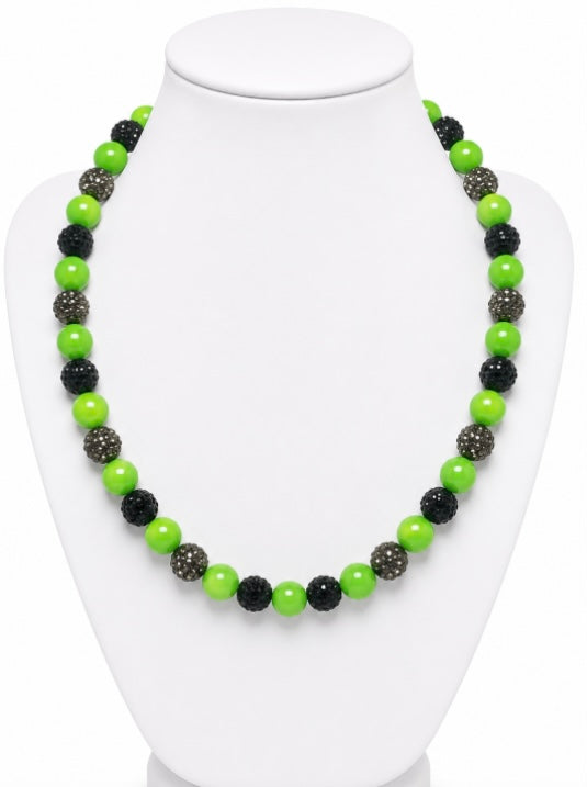 Beaded Rhinestone Necklace – Colorful Stretch Cord, 18"