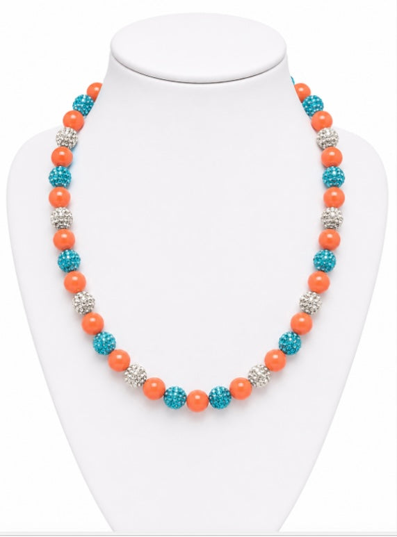 Beaded Rhinestone Necklace – Colorful Stretch Cord, 18"