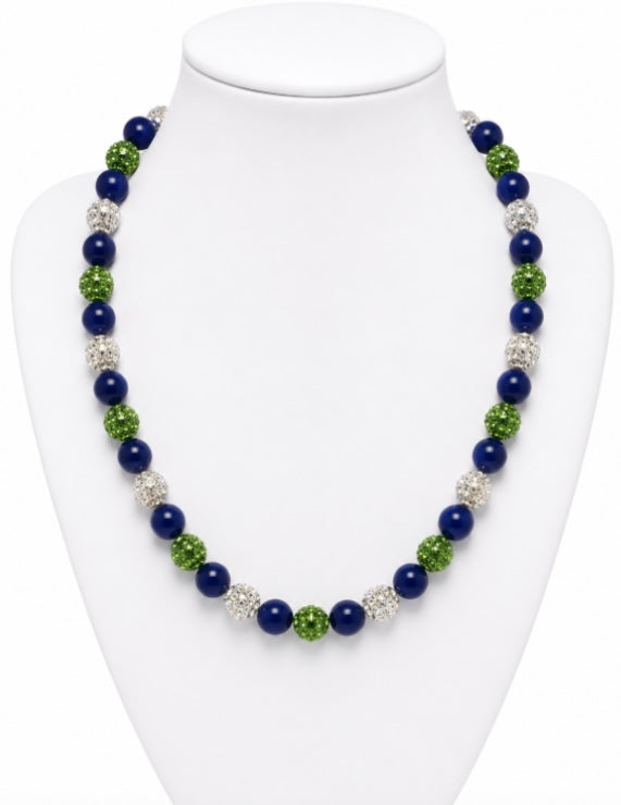 Beaded Rhinestone Necklace – Colorful Stretch Cord, 18"