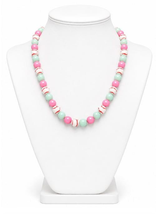 Baseball Beaded Necklace – Sparkly Team Colors, 18"