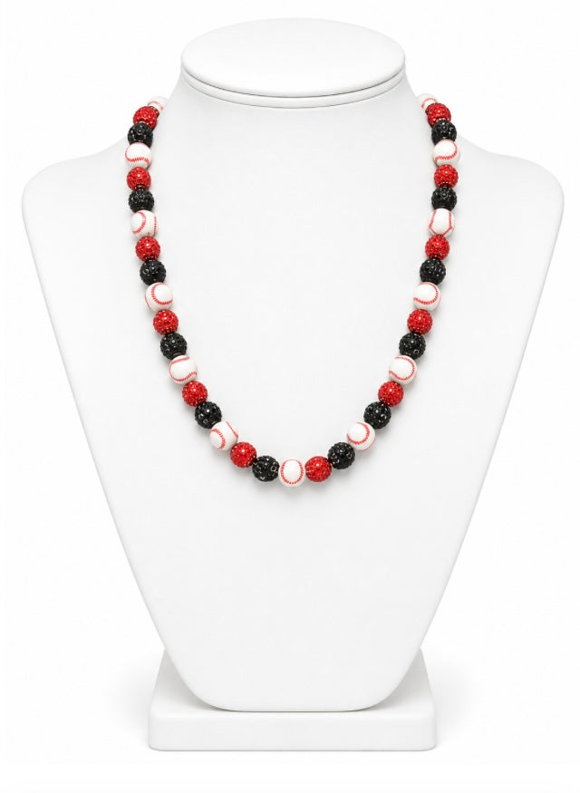 Baseball Beaded Necklace – Sparkly Team Colors, 18"