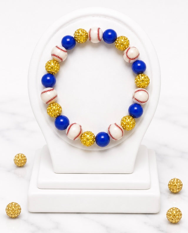 Baseball Beaded Bracelet – Sparkly Team Colors, Fits Up to 7" Wrist
