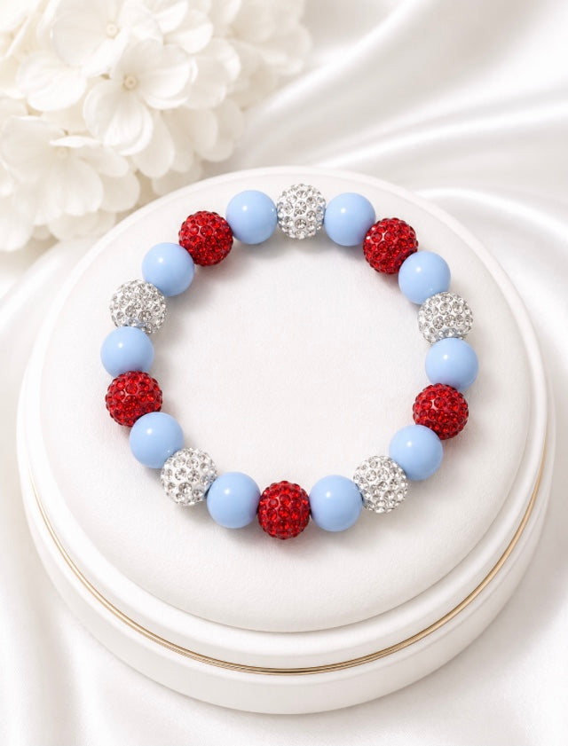 Beaded Rhinestone Bracelet – Colorful Stretch Cord, Fits Up to 6" Wrist