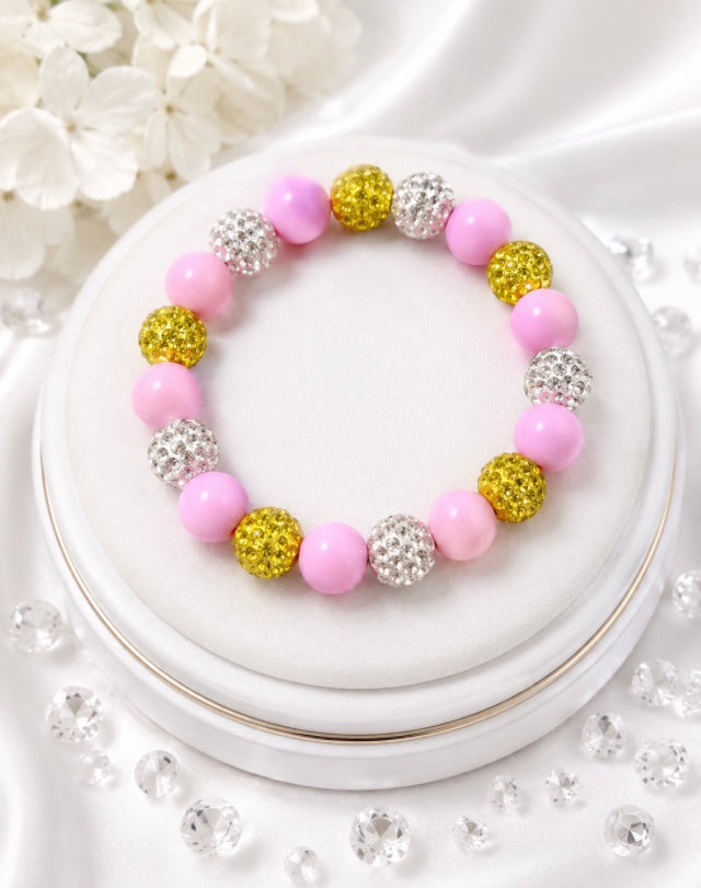 Beaded Rhinestone Bracelet – Colorful Stretch Cord, Fits Up to 6" Wrist
