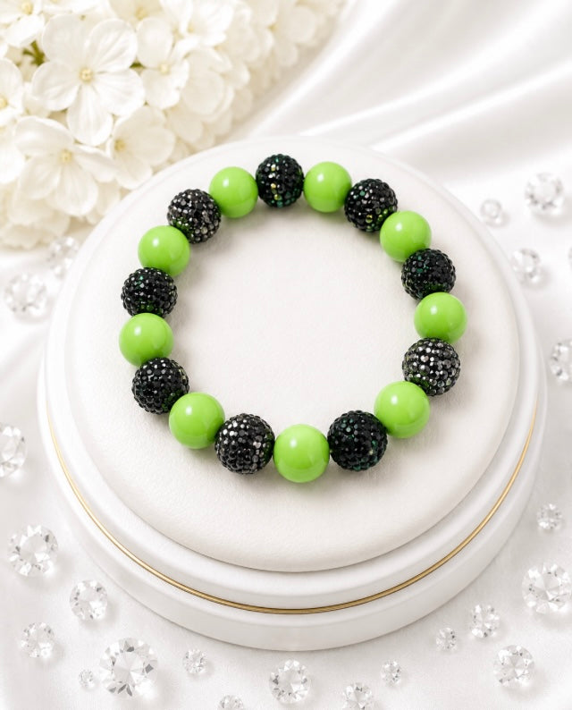 Beaded Rhinestone Bracelet – Colorful Stretch Cord, Fits Up to 6" Wrist
