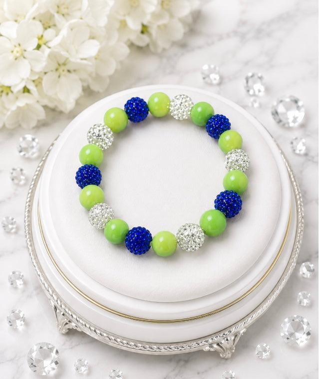 Beaded Rhinestone Bracelet – Colorful Stretch Cord, Fits Up to 6" Wrist