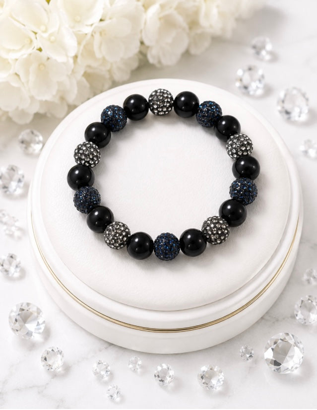 Beaded Rhinestone Bracelet – Colorful Stretch Cord, Fits Up to 6" Wrist