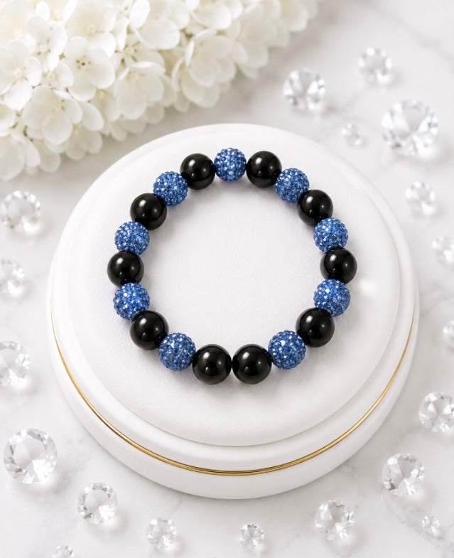 Beaded Rhinestone Bracelet – Colorful Stretch Cord, Fits Up to 6" Wrist