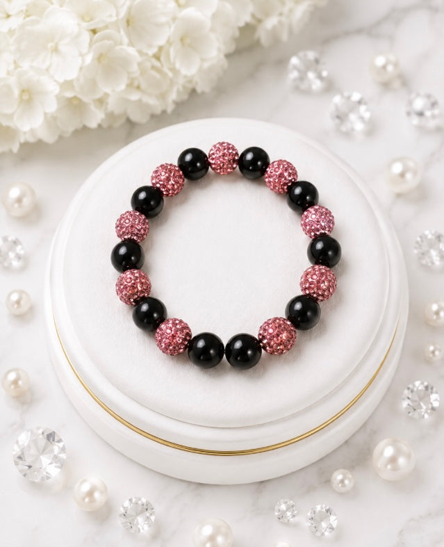 Beaded Rhinestone Bracelet – Colorful Stretch Cord, Fits Up to 6" Wrist