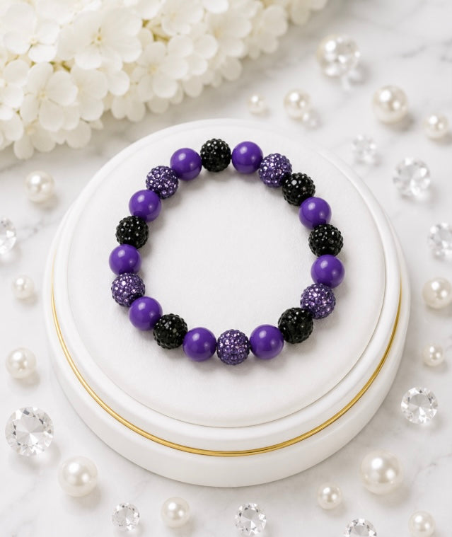 Beaded Rhinestone Bracelet – Colorful Stretch Cord, Fits Up to 6" Wrist