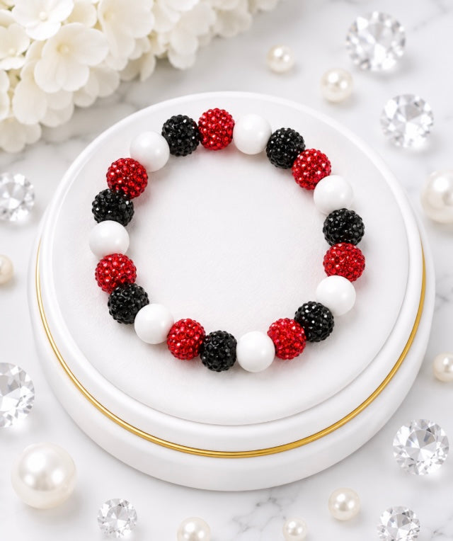 Beaded Rhinestone Bracelet – Colorful Stretch Cord, Fits Up to 6" Wrist