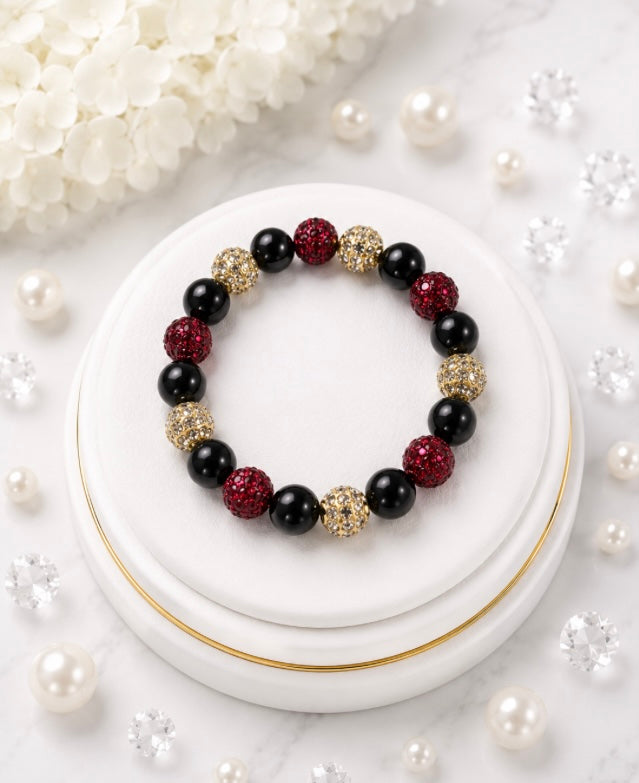 Beaded Rhinestone Bracelet – Colorful Stretch Cord, Fits Up to 6" Wrist