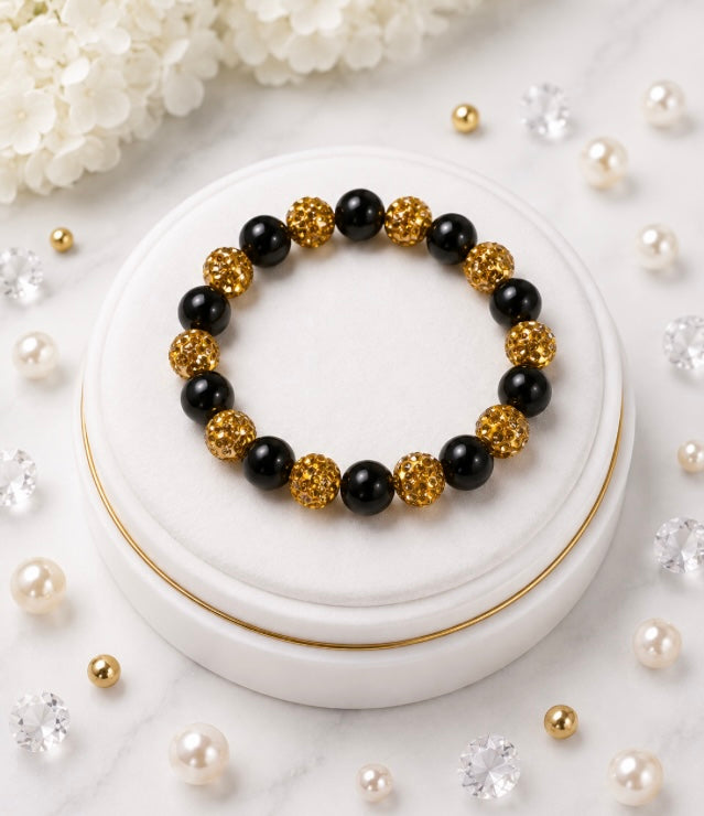 Beaded Rhinestone Bracelet – Colorful Stretch Cord, Fits Up to 6" Wrist