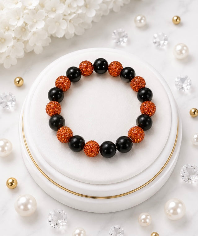 Beaded Rhinestone Bracelet – Colorful Stretch Cord, Fits Up to 6" Wrist