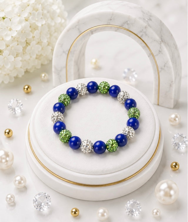 Beaded Rhinestone Bracelet – Colorful Stretch Cord, Fits Up to 6" Wrist
