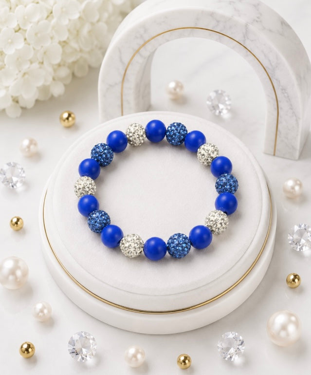 Beaded Rhinestone Bracelet – Colorful Stretch Cord, Fits Up to 6" Wrist