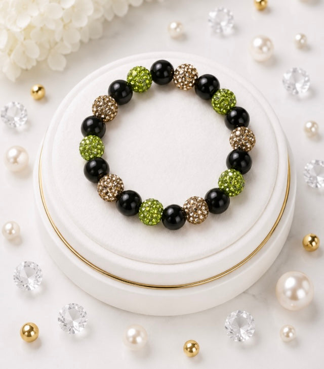 Beaded Rhinestone Bracelet – Colorful Stretch Cord, Fits Up to 6" Wrist