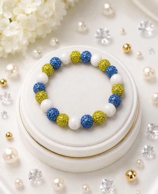 Beaded Rhinestone Bracelet – Colorful Stretch Cord, Fits Up to 6" Wrist