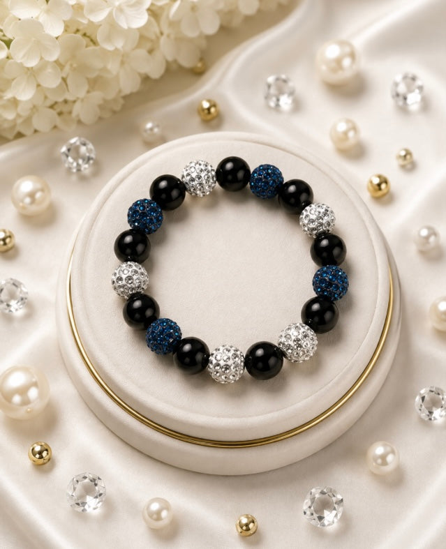 Beaded Rhinestone Bracelet – Colorful Stretch Cord, Fits Up to 6" Wrist