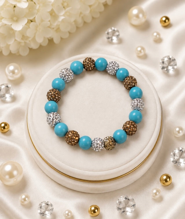 Beaded Rhinestone Bracelet – Colorful Stretch Cord, Fits Up to 6" Wrist