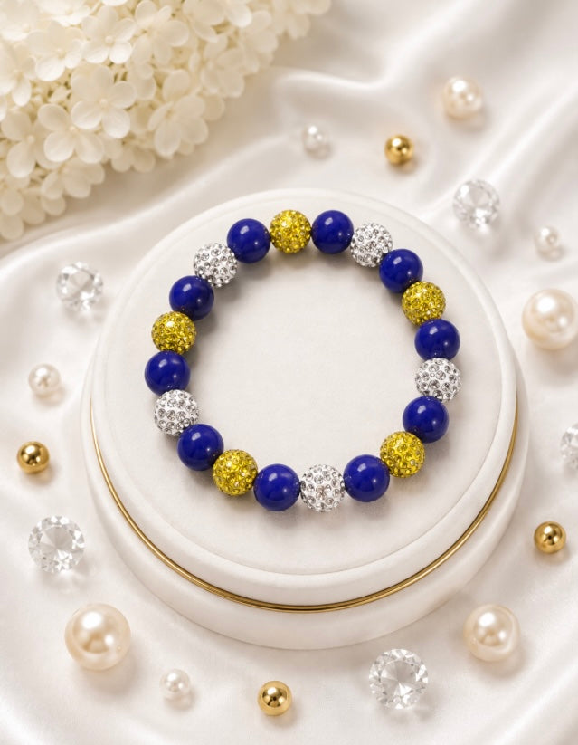 Beaded Rhinestone Bracelet – Colorful Stretch Cord, Fits Up to 6" Wrist