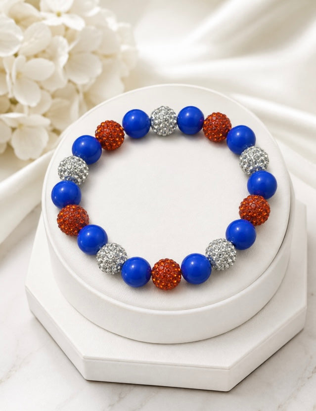 Beaded Rhinestone Bracelet – Colorful Stretch Cord, Fits Up to 6" Wrist