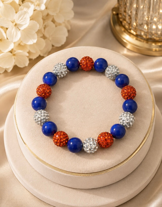 Beaded Rhinestone Bracelet – Colorful Stretch Cord, Fits Up to 6" Wrist