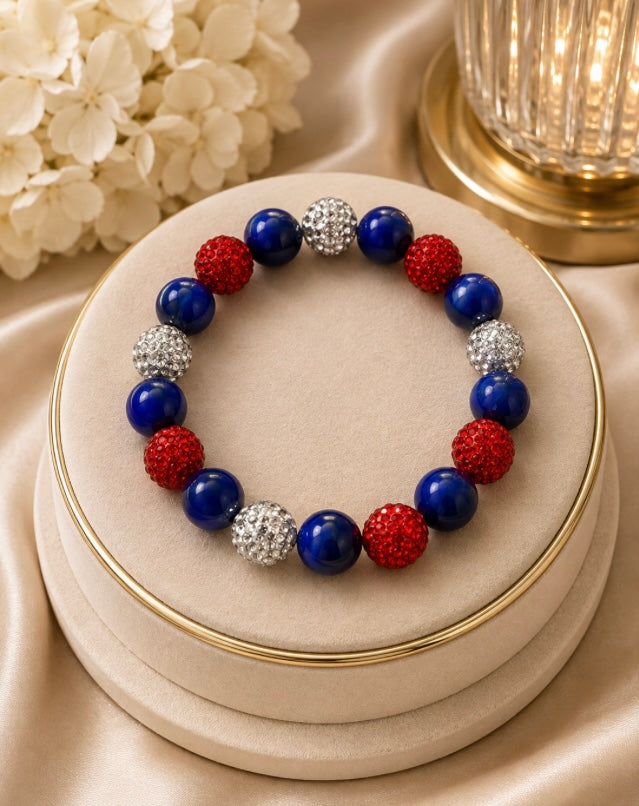 Beaded Rhinestone Bracelet – Colorful Stretch Cord, Fits Up to 6" Wrist