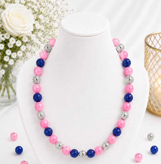 Beaded Rhinestone Necklace – Colorful Stretch Cord, 18"