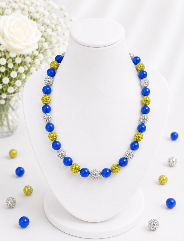 Beaded Rhinestone Necklace – Colorful Stretch Cord, 18"