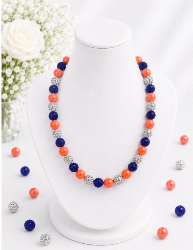 Beaded Rhinestone Necklace – Colorful Stretch Cord, 18"