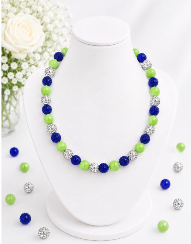 Beaded Rhinestone Necklace – Colorful Stretch Cord, 18"