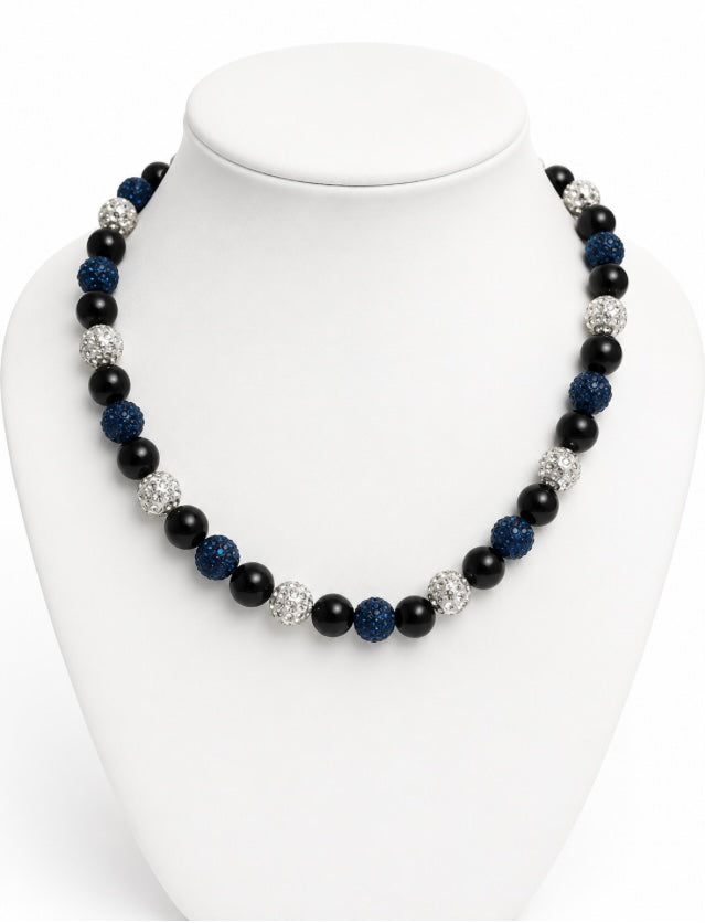 Beaded Rhinestone Necklace – Colorful Stretch Cord, 18"