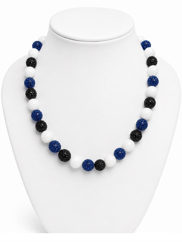 Beaded Rhinestone Necklace – Colorful Stretch Cord, 18"