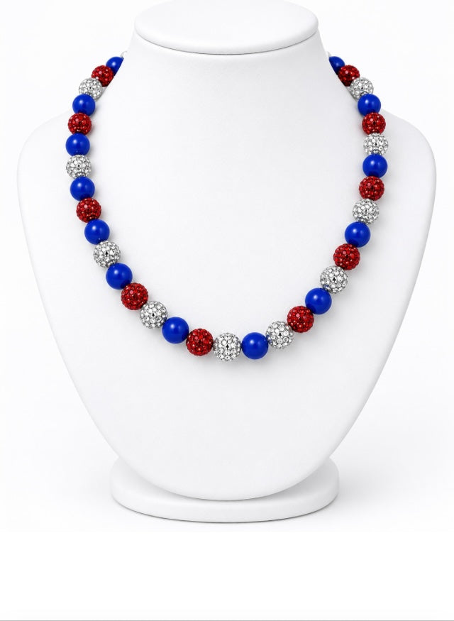 Beaded Rhinestone Necklace – Colorful Stretch Cord, 18"
