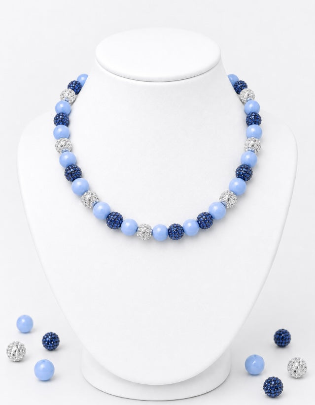 Beaded Rhinestone Necklace – Colorful Stretch Cord, 18"