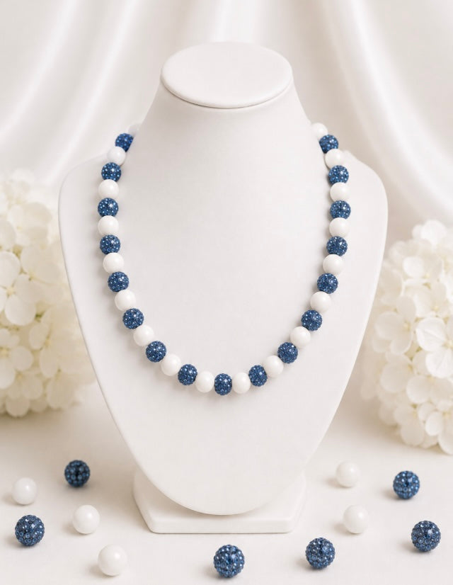 Beaded Rhinestone Necklace – Colorful Stretch Cord, 18"