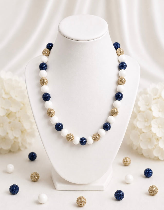 Beaded Rhinestone Necklace – Colorful Stretch Cord, 18"