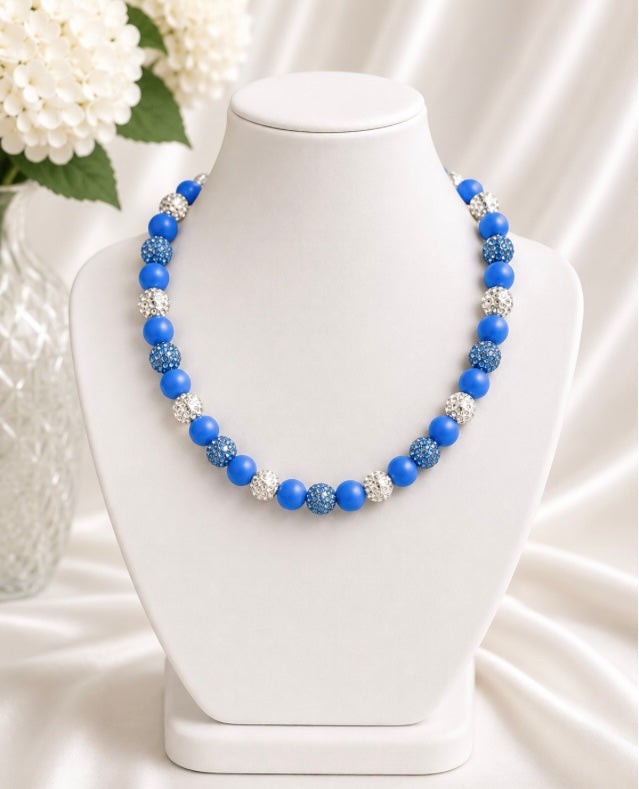 Beaded Rhinestone Necklace – Colorful Stretch Cord, 18"