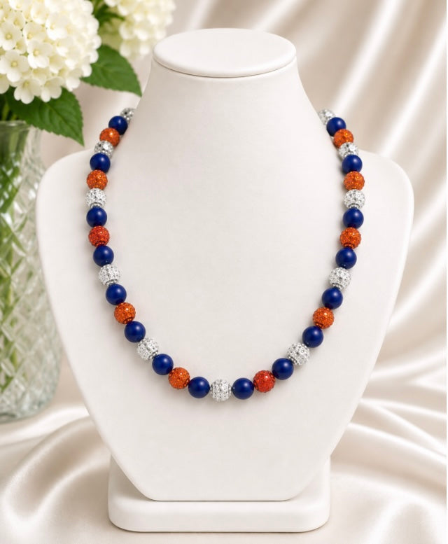 Beaded Rhinestone Necklace – Colorful Stretch Cord, 18"