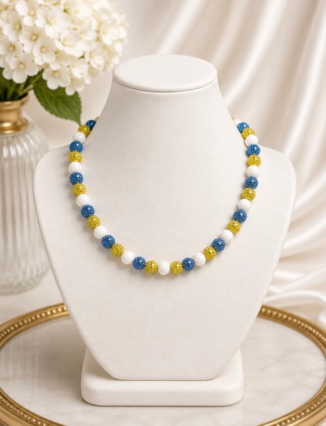 Beaded Rhinestone Necklace – Colorful Stretch Cord, 18"