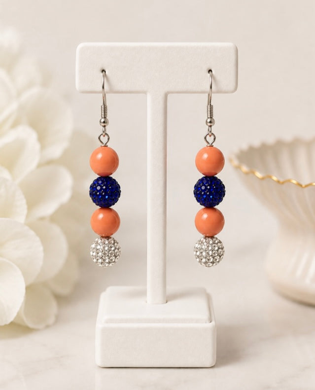 Beaded Rhinestone Dangle Earrings – Colorful Drop Earrings, ~2"