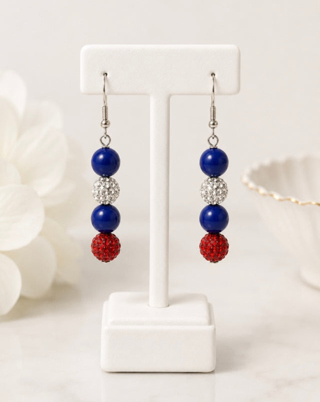 Beaded Rhinestone Dangle Earrings – Colorful Drop Earrings, ~2"