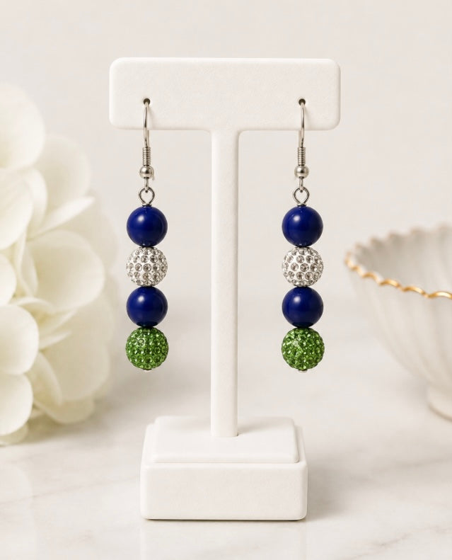 Beaded Rhinestone Dangle Earrings – Colorful Drop Earrings, ~2"