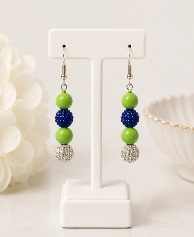Beaded Rhinestone Dangle Earrings – Colorful Drop Earrings, ~2"