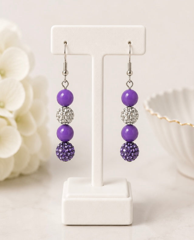Beaded Rhinestone Dangle Earrings – Colorful Drop Earrings, ~2"