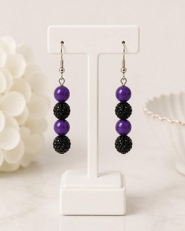 Beaded Rhinestone Dangle Earrings – Colorful Drop Earrings, ~2"